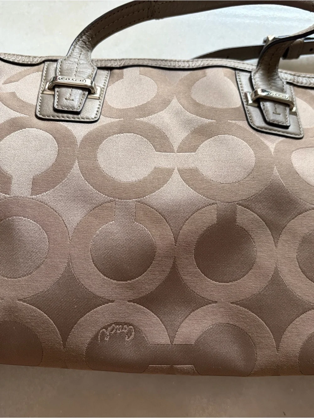 Coach Taupe Signature Satchel